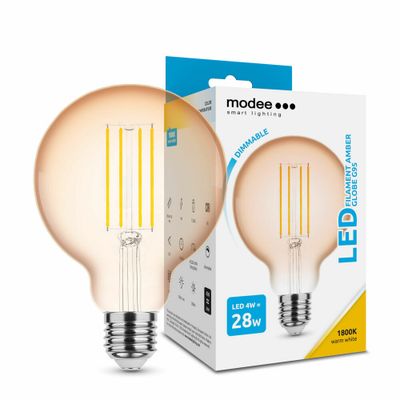 Modee LED Filament Amber Globe G95 4W E27 300 lm, teplá biela, stmievateľná (ML-G95FA1800K4WE27D)