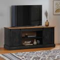 vidaXL TV skrinka HALDEN 2 posuvné dvierka čierna 150x40x60 cm masív