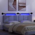 vidaXL Závesné čelo postele S LED svetlom Modrá džínovina Látka
