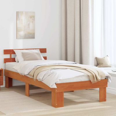 vidaXL Rám postele Včelí hnedý 90 x 200 cm Masívne borovicové drevo