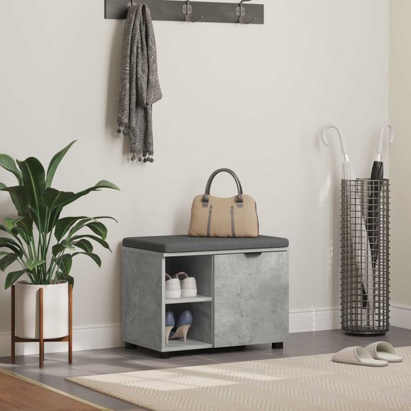 vidaXL Predsieňová lavica s vankúšom Betónovo Sivá 60 x 38 x 46 cm