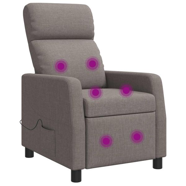 vidaXL Masážne relaxačné kreslo Sivohnedá Látka