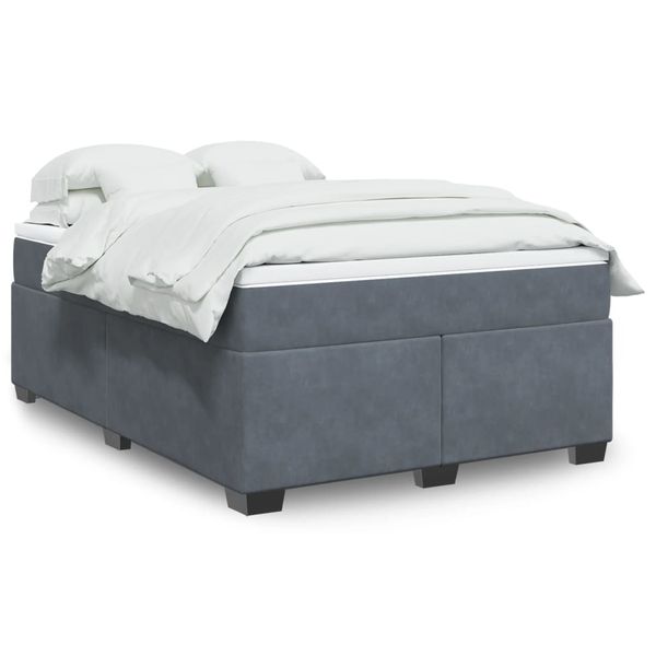 vidaXL Posteľný rám boxspring s matracom tmavosivý 140x200 cm zamat