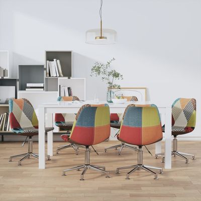 vidaXL Otočné jedálenské stoličky 6 ks patchwork látkové