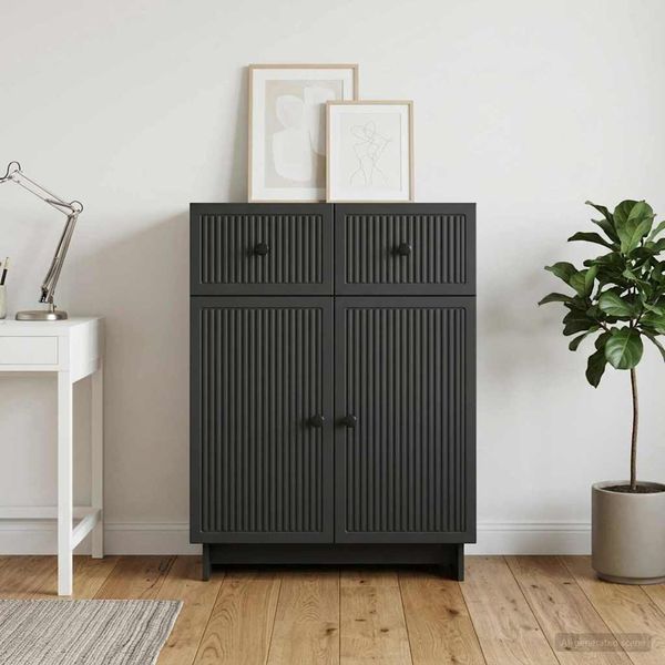 vidaXL Servírovacia skriňa Čierna 66 x 34,5 x 90 cm Kompozitné drevo
