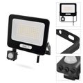 LED reflektor GLARO s pohybovým čidlom, 50 W, čierny, IP54, 5000 lm, neutrálna biela