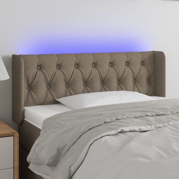 vidaXL Čelo postele s LED sivohnedé 103x16x78/88 cm látka