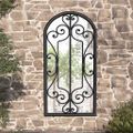 vidaXL Záhradné zrkadlo čierne 70x30 cm exteriérové železo