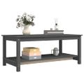 vidaXL Konferenčný stolík sivý 110x55x45 cm borovicový masív