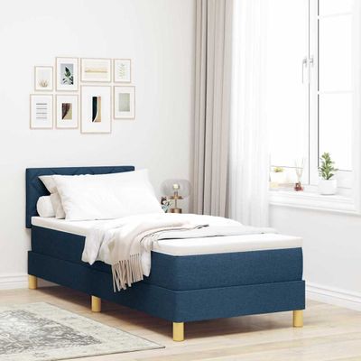 vidaXL Posteľ s pružinovým rámom s vankúšom Modrá 80 x 200 cm látka