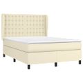vidaXL Boxspring posteľ s matracom krémová 140x190 cm umelá koža