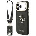 Guess Case 4G PU Leather Case Big 4G And Classic Logo With Big 4G PU Nylon Strap And Metal Camera And Buttons For iPhone 17 Pro Max Black