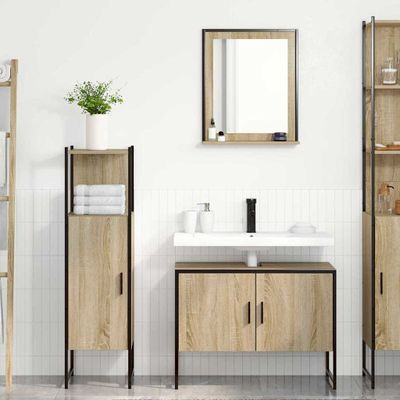 vidaXL Sada kúpeľňového nábytku Nástenný 3 pcs Hnedá Kompozitné drevo