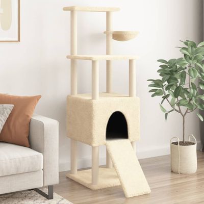 vidaXL Škrabadlo pre mačky so sisalovými stĺpikmi krémové 153 cm