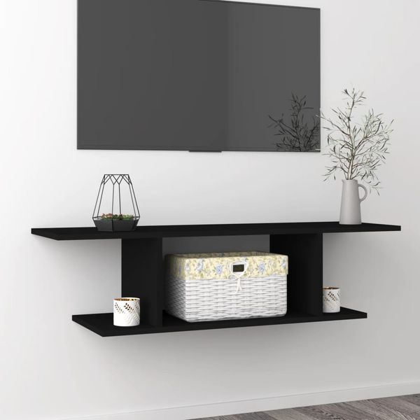 vidaXL Nástenná TV skrinka čierna 103x30x26,5 cm