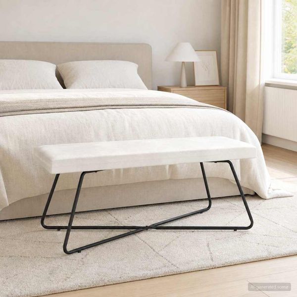 vidaXL lavička Jednofarebný Krémová 110 x 40 x 45 cm Zamat