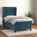 vidaXL Posteľný rám boxsping s matracom tmavomodrý 90x190 cm zamat