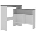 vidaXL Barový stôl s 2 stolovými doskami, bielo sivý 130x40x120 cm