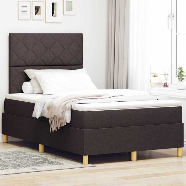 vidaXL LED box s pružinami Tmavohnedá 120 x 190 cm látka