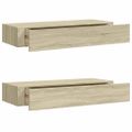 vidaXL Nástenné zásuvkové police 2 ks farba dubu 60x23,5x10 cm MDF