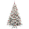 vidaXL Umelý vianočný stromček s 300 LED-i Biela 180 cm PE a PVC