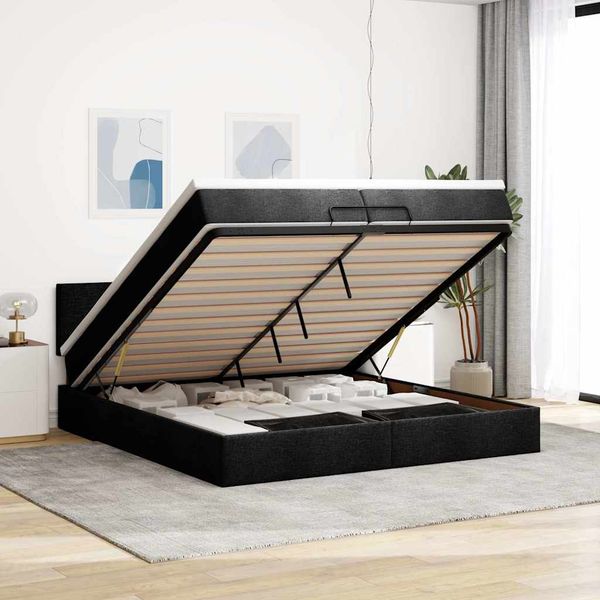 vidaXL Osmanský rám postele s matracmi čierna 200x200 cm látka