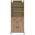 vidaXL Highboard Remeselný dub 69,5 x 32,5 x 180 cm Kompozitné drevo