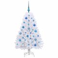 vidaXL Umelý Sklápací Vianočný Stromček Biela 120 cm PVC a oceľ
