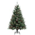 vidaXL Vianočný stromček s borovicovými šiškami zelený 120 cm PVC a PE