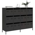 vidaXL Komoda čierna 135x39x103,5 cm, oceľ valcovaná za studena