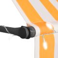 vidaXL Ručne zaťahovacia markíza s LED 350 cm, bielo oranžová