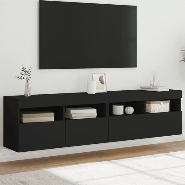 vidaXL TV nástenné skrinky s LED svetlami 2 ks čierne 80x30x40 cm