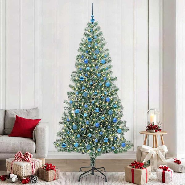 vidaXL Umelý vianočný stromček, snehom obalený, s LED svetlom 240 cm