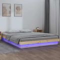 vidaXL Posteľný rám s LED 120x190 cm malé dvojlôžko masívne drevo