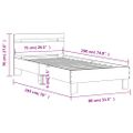 vidaXL Posteľný rám s čelom betónovo sivý 75x190 cm kompozitné drevo