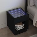 vidaXL Nočný stolík s nekonečnými LED čierny 40x40x50 cm