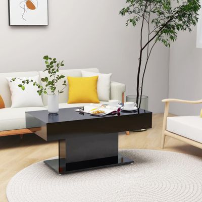vidaXL Konferenčný stolík lesklý čierny 96x50x45 cm drevotrieska