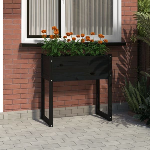 vidaXL Kvetináč čierny 78x40x81 cm borovicový masív