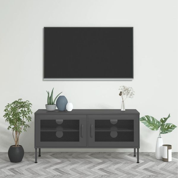 vidaXL TV skrinka antracitová 105x35x50 cm oceľ