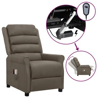 vidaXL Elektrické masážne kreslo sivé umelá koža