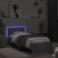 vidaXL Posteľný rám s čelom a LED svetlami betónovo sivý 75x190 cm