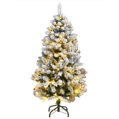 vidaXL Umelý výklopný vianočný stromček 150 LED a sada gúľ 120 cm