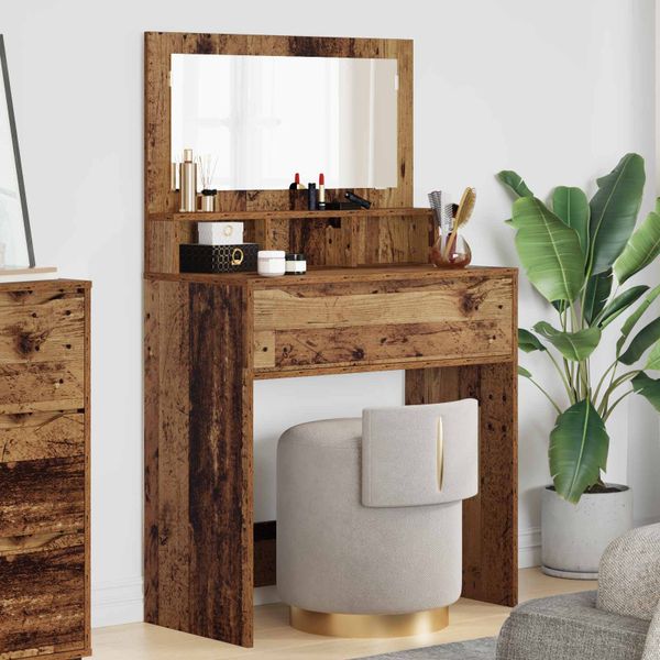 vidaXL Toaletné stolíky do spálne Staré drevo 80 x 39,6 x 135 cm