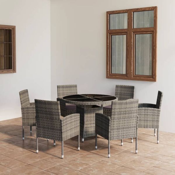 vidaXL 7-dielna záhradná jedálenská súprava polyratan antracitovo-sivá
