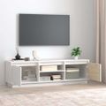 vidaXL TV stolík biely 140x35x40 cm masívna borovica