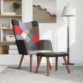 vidaXL Relaxačné kreslo s podnožkou patchwork látkové
