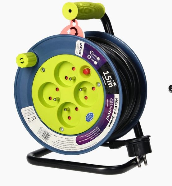 Predlžovací prívod ORNO OR-AE-1339/L, 15m, 4x zásuvka, H05VV-F 3x1 PVC