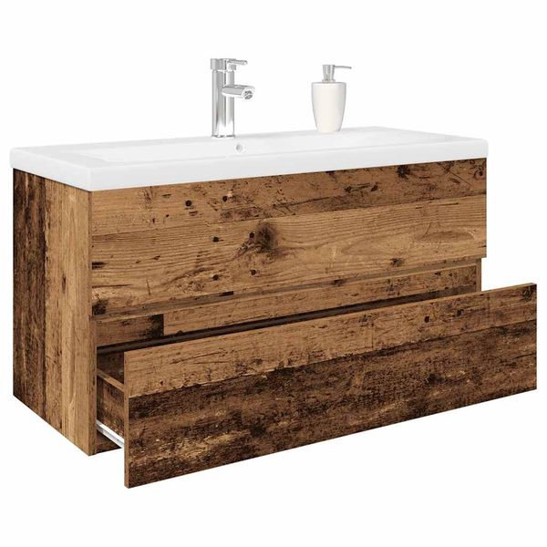 VidaXL drezová skrinka so vstavaným umývadlom a batériou Old Wood