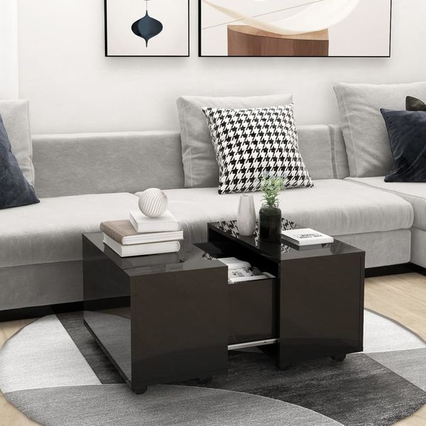 vidaXL Konferenčný stolík, lesklý čierny 60x60x38 cm, kompozitné drevo