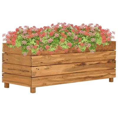 vidaXL Vyvýšený záhon 100x40x38 cm, recyklované tíkové drevo a oceľ